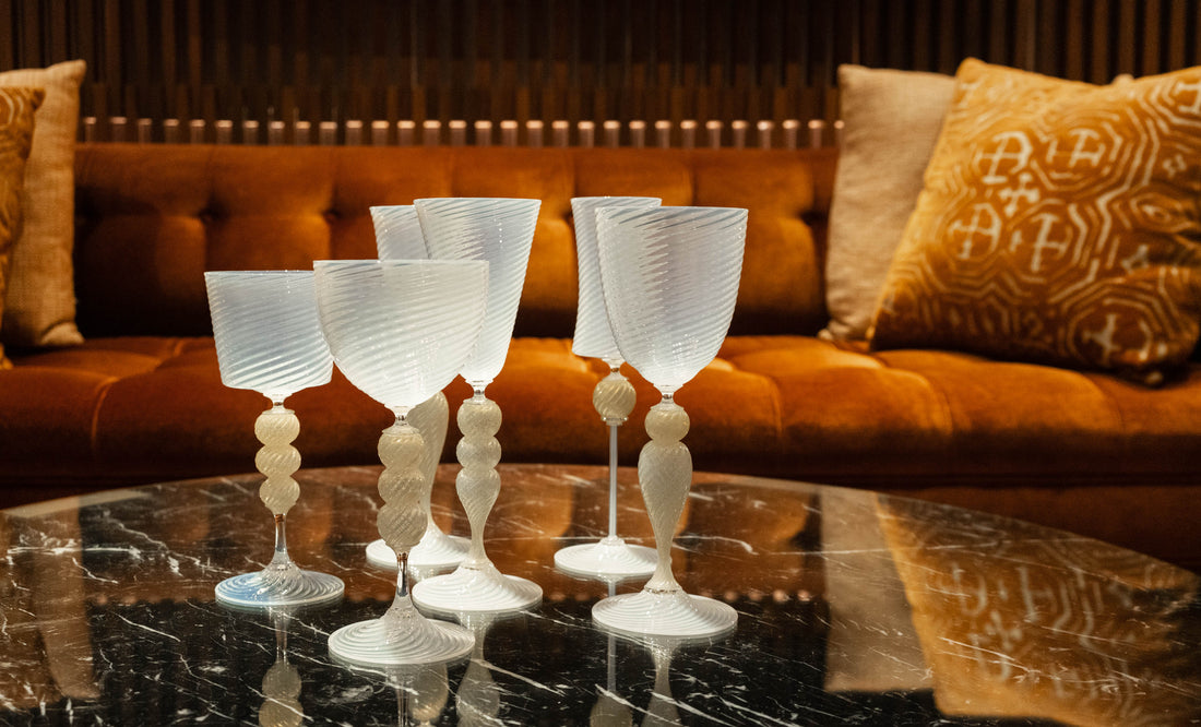 Opaline goblets by Michael Schunke