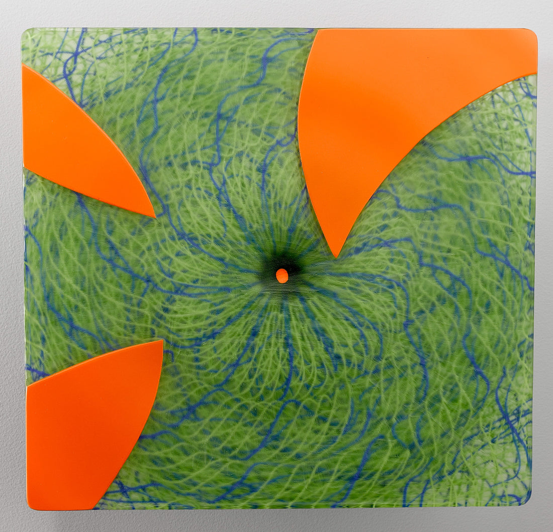 Extroverre Green with Carved Orange Wall Piece