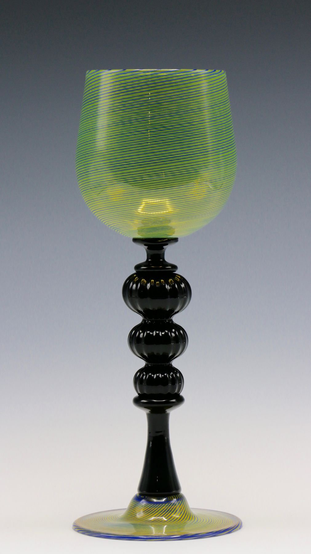 Green with Black Stem Goblet